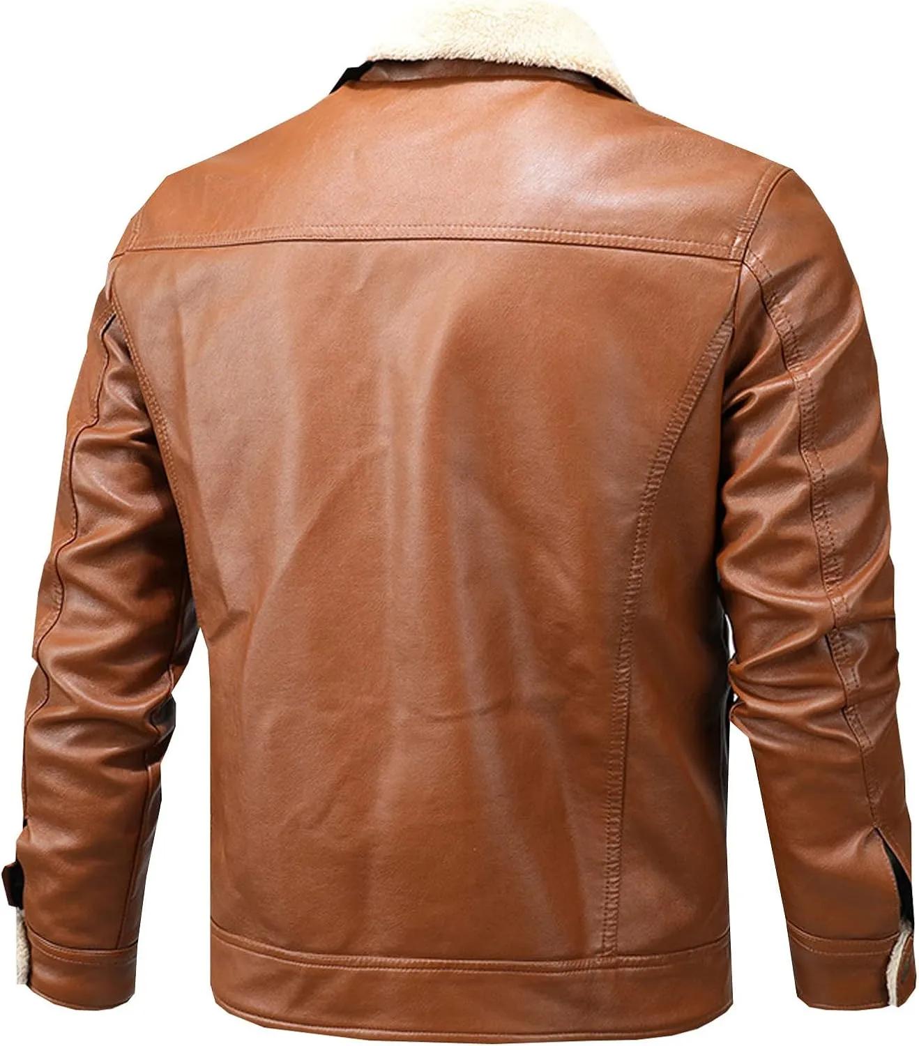 2024 Faux Leather Jackets For Men Stylish Casual Sheepskin Bomber Jacket Suede Cozy Sherpa Lined Motorcycle Coats