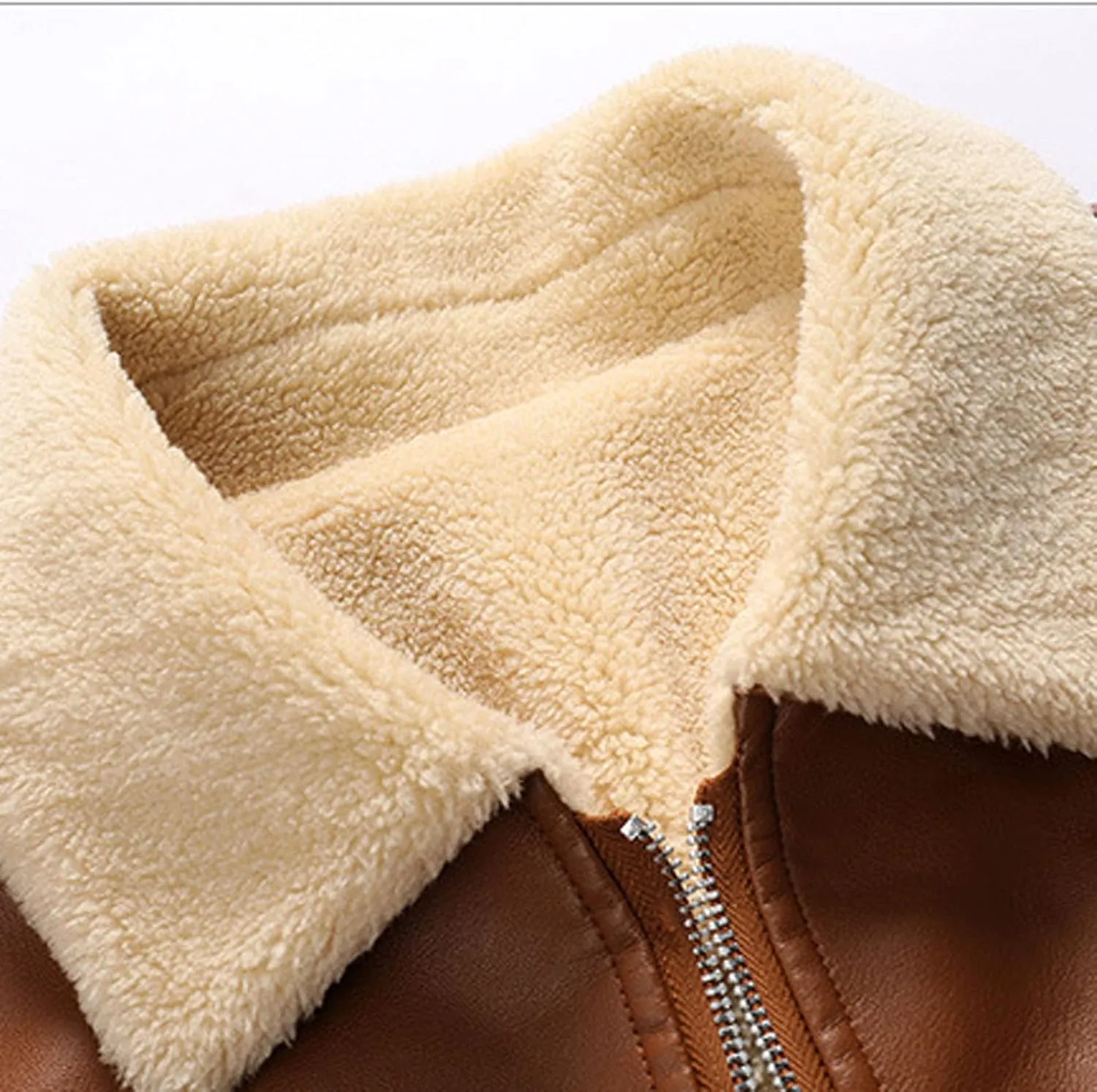 2024 Faux Leather Jackets For Men Stylish Casual Sheepskin Bomber Jacket Suede Cozy Sherpa Lined Motorcycle Coats