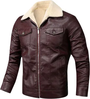 2024 Faux Leather Jackets For Men Stylish Casual Sheepskin Bomber Jacket Suede Cozy Sherpa Lined Motorcycle Coats