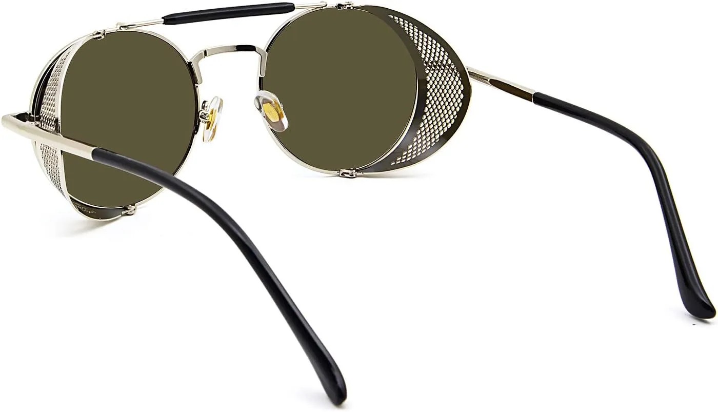 ANDOILT Steampunk Style Round Sunglasses for Men Women Vintage Retro Eyewear Matel Frame UV400 Protection