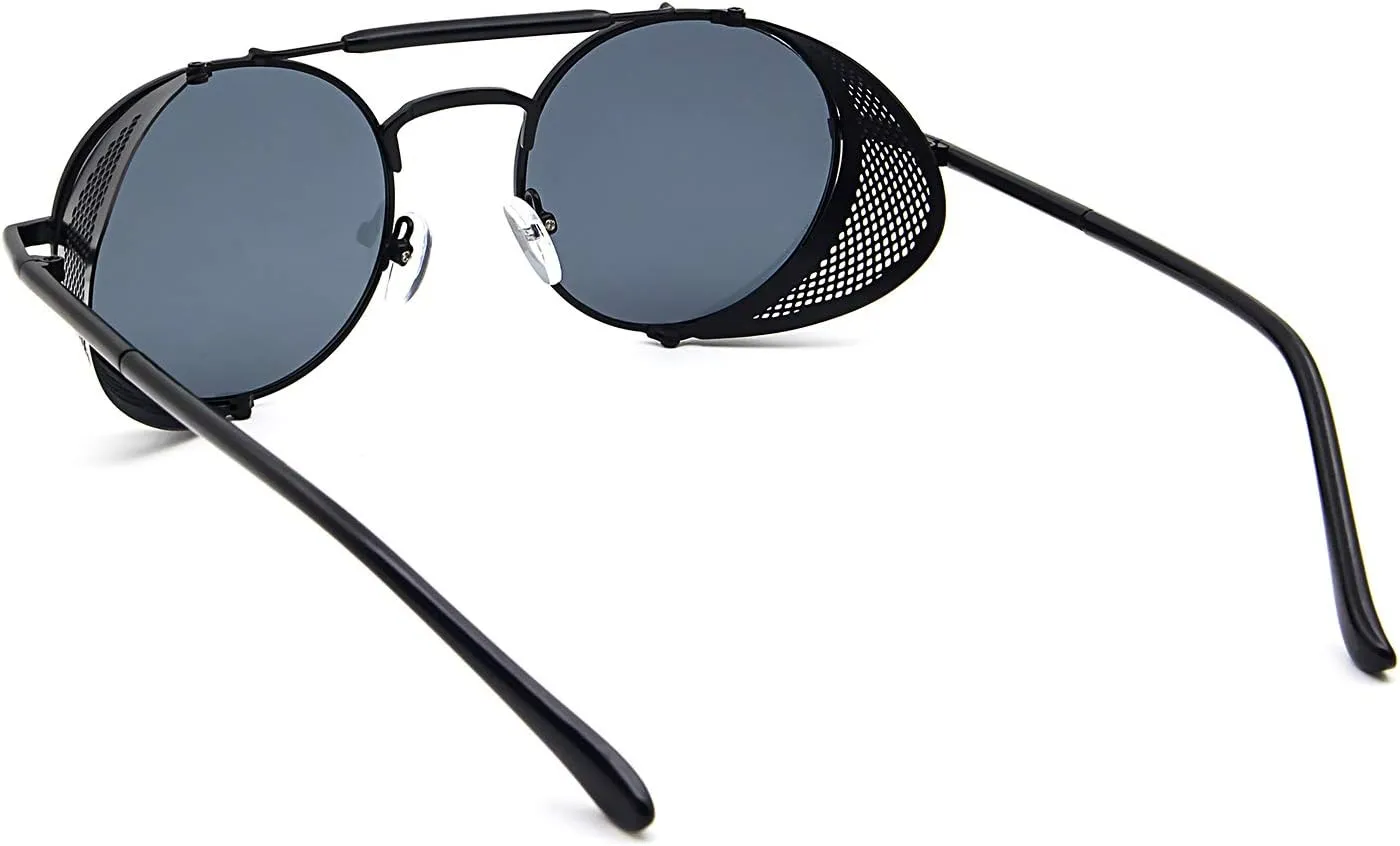 ANDOILT Steampunk Style Round Sunglasses for Men Women Vintage Retro Eyewear Matel Frame UV400 Protection