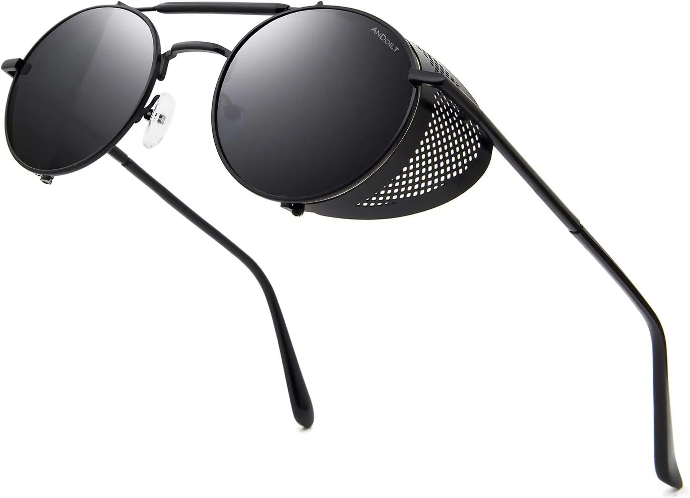 ANDOILT Steampunk Style Round Sunglasses for Men Women Vintage Retro Eyewear Matel Frame UV400 Protection
