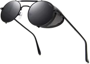 ANDOILT Steampunk Style Round Sunglasses for Men Women Vintage Retro Eyewear Matel Frame UV400 Protection