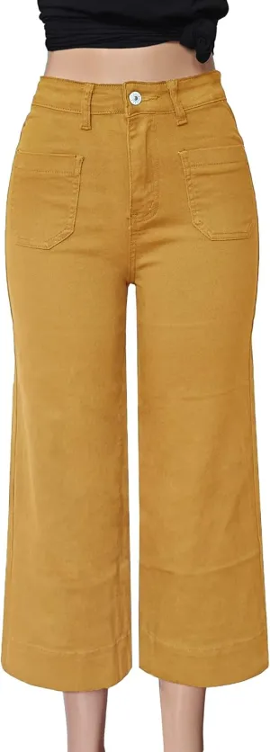 Atditama Wide Leg Jeans for Women Stretch High Waisted Straight Leg Denim Pants Boyfriend Mom Jeans