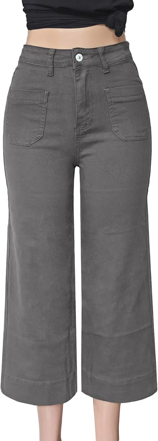 Atditama Wide Leg Jeans for Women Stretch High Waisted Straight Leg Denim Pants Boyfriend Mom Jeans