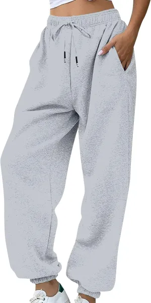 Baggy Womens Sweatpants Fleece Joggers High Waisted Lounge Workout Ankle Athletic Pull On Jogger Pants with Pockets