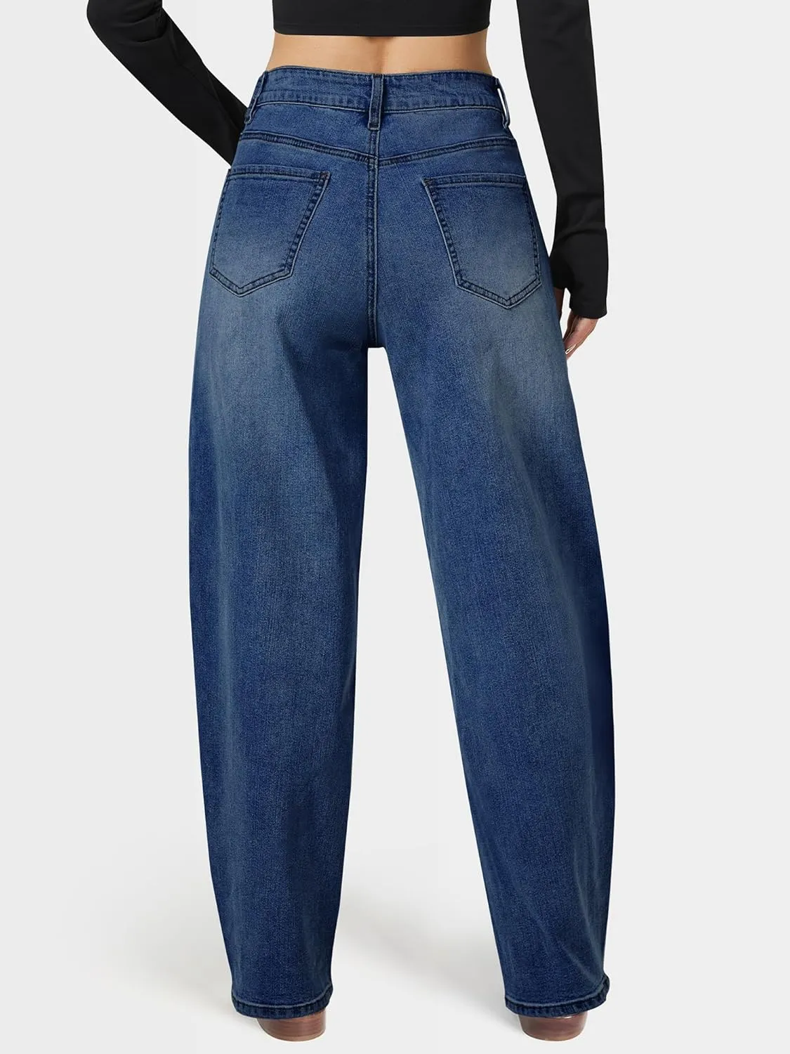 Barrel Jeans for Women, High Waisted Wide Straight Leg Boyfriend Microelastic Womens Mom Jeans