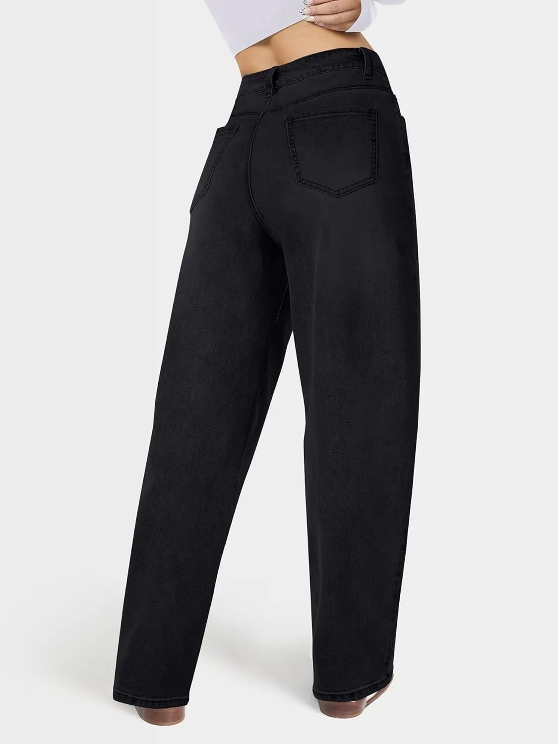 Barrel Jeans for Women, High Waisted Wide Straight Leg Boyfriend Microelastic Womens Mom Jeans