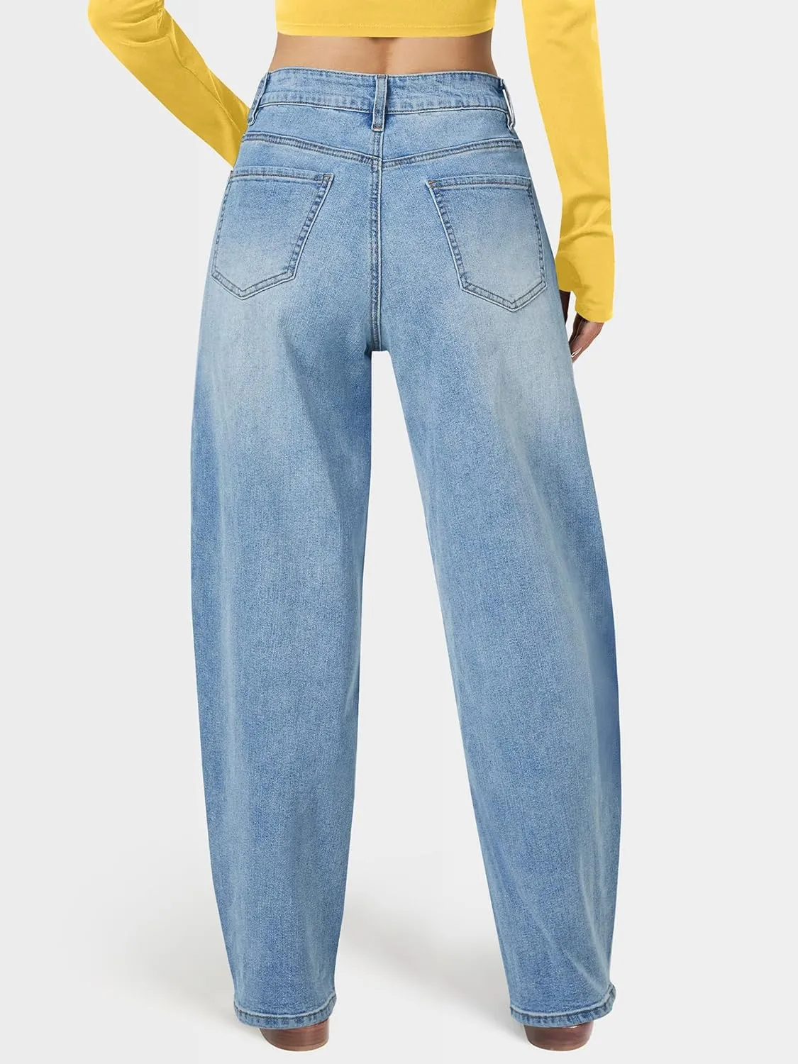 Barrel Jeans for Women, High Waisted Wide Straight Leg Boyfriend Microelastic Womens Mom Jeans