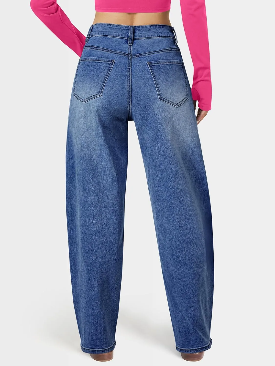Barrel Jeans for Women, High Waisted Wide Straight Leg Boyfriend Microelastic Womens Mom Jeans