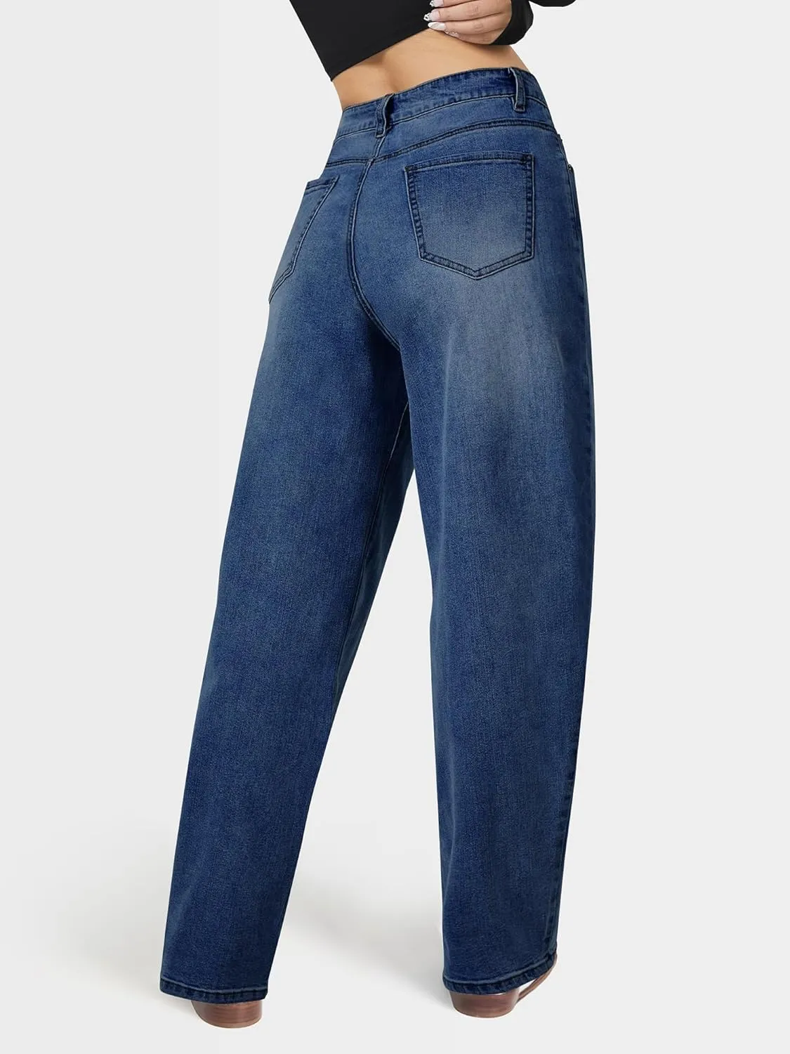 Barrel Jeans for Women, High Waisted Wide Straight Leg Boyfriend Microelastic Womens Mom Jeans