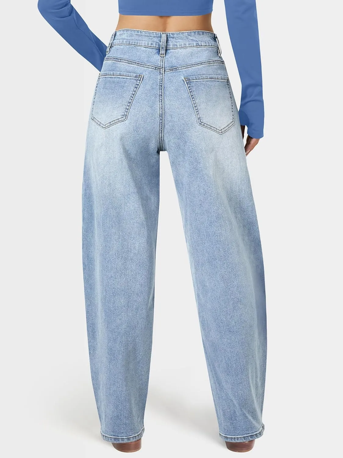 Barrel Jeans for Women, High Waisted Wide Straight Leg Boyfriend Microelastic Womens Mom Jeans