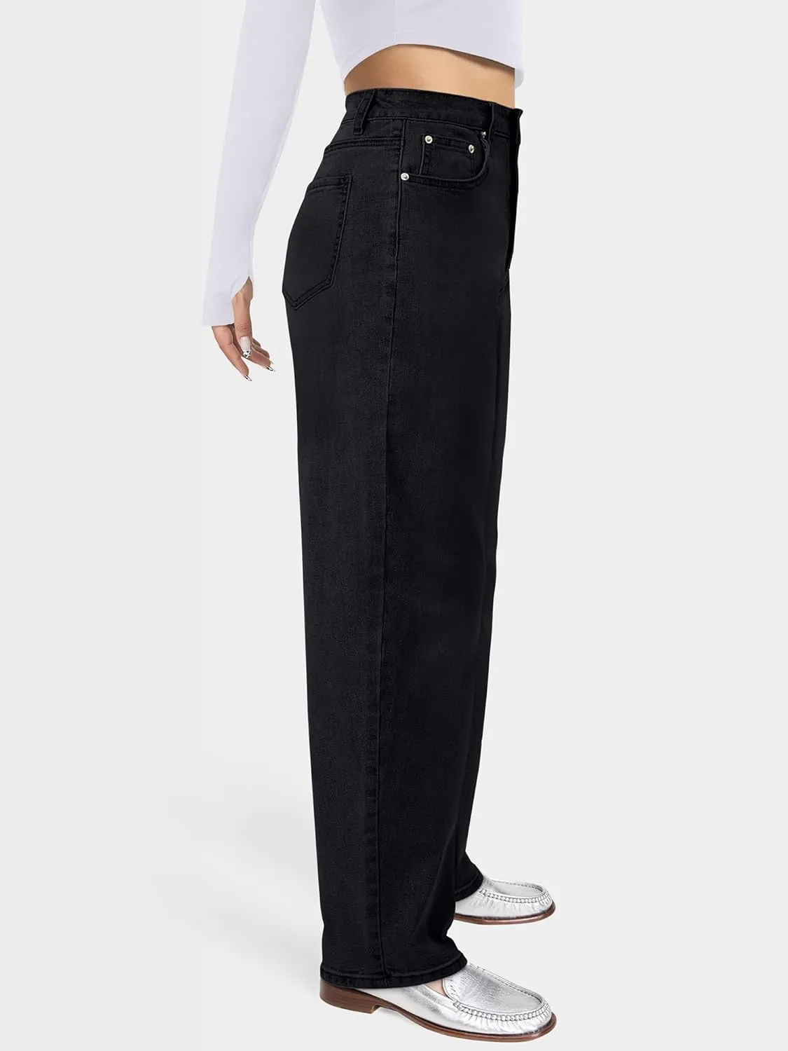 Barrel Jeans for Women, High Waisted Wide Straight Leg Boyfriend Microelastic Womens Mom Jeans