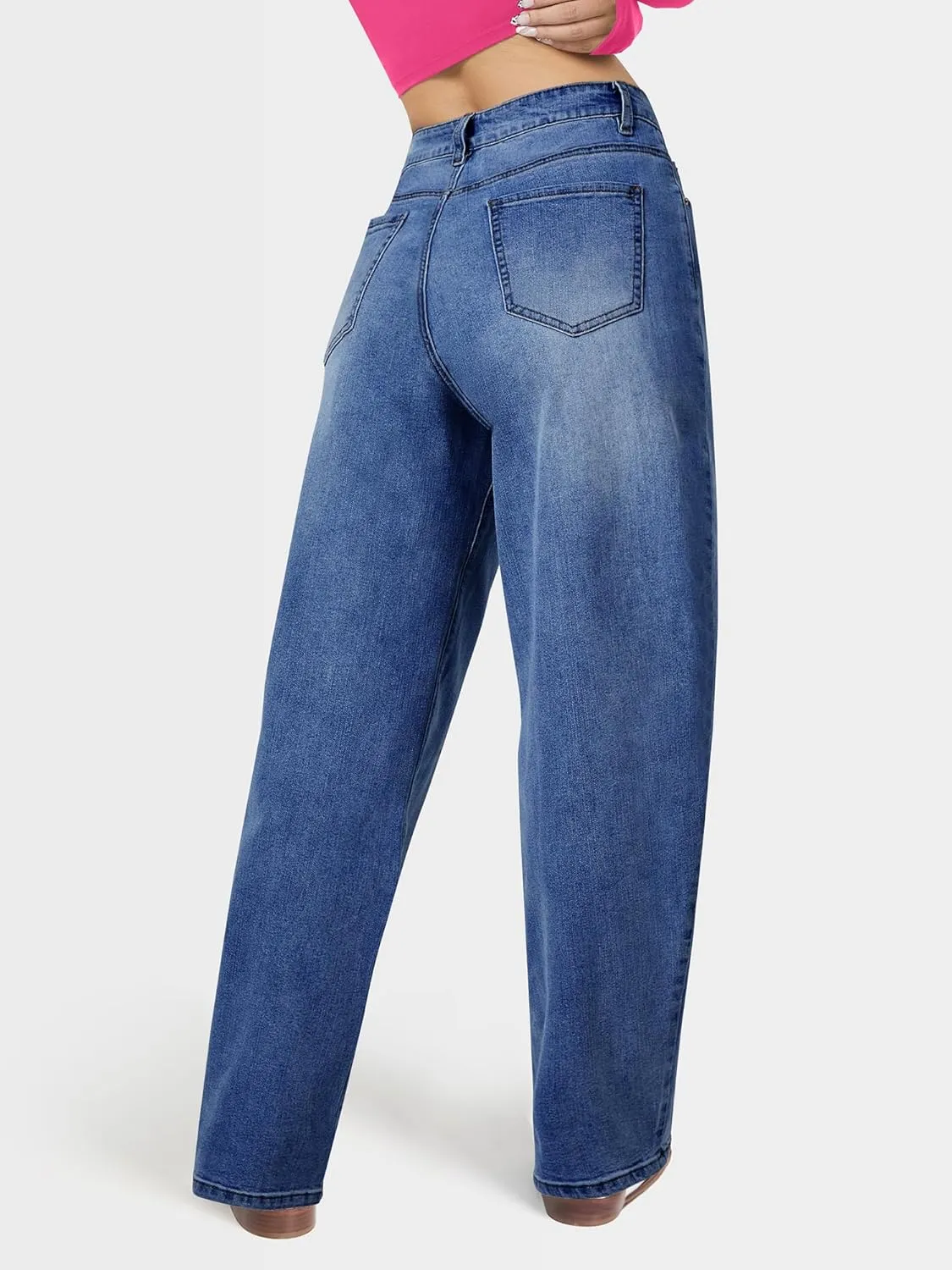 Barrel Jeans for Women, High Waisted Wide Straight Leg Boyfriend Microelastic Womens Mom Jeans