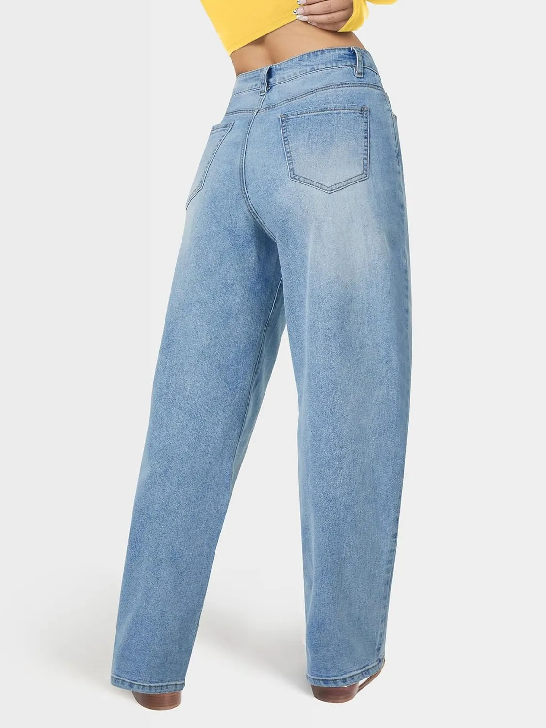 Barrel Jeans for Women, High Waisted Wide Straight Leg Boyfriend Microelastic Womens Mom Jeans