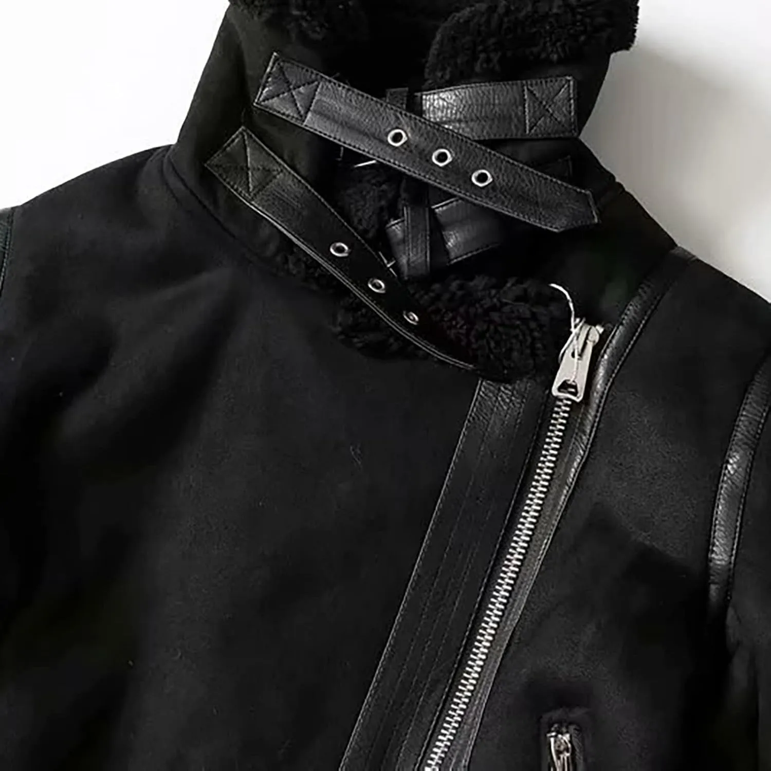 BAXLIMEK Faux Leather Jacket For Women,2023 Fall Winter Trendy Thicken Warm Lapel Shaggy Fuzzy Fleece Lined Sherpa Jackets