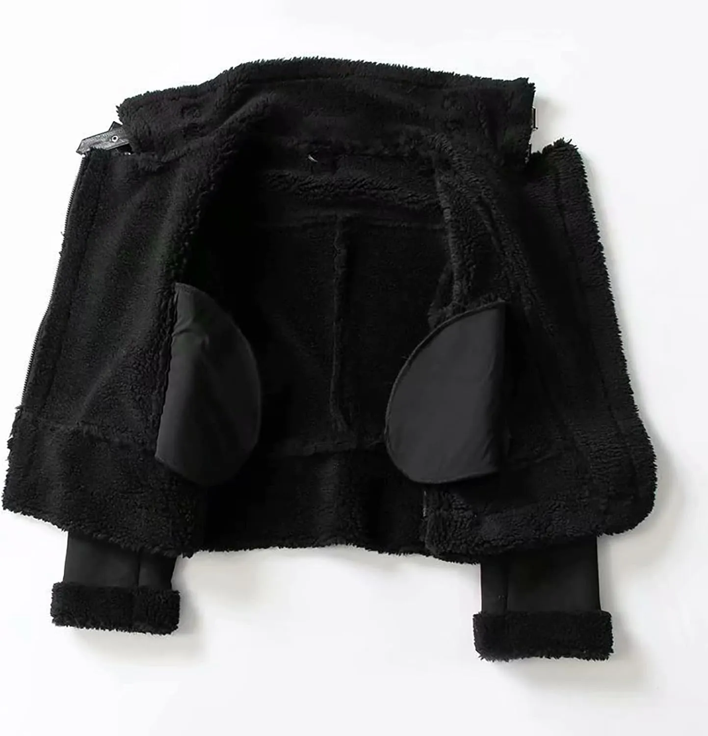 BAXLIMEK Faux Leather Jacket For Women,2023 Fall Winter Trendy Thicken Warm Lapel Shaggy Fuzzy Fleece Lined Sherpa Jackets