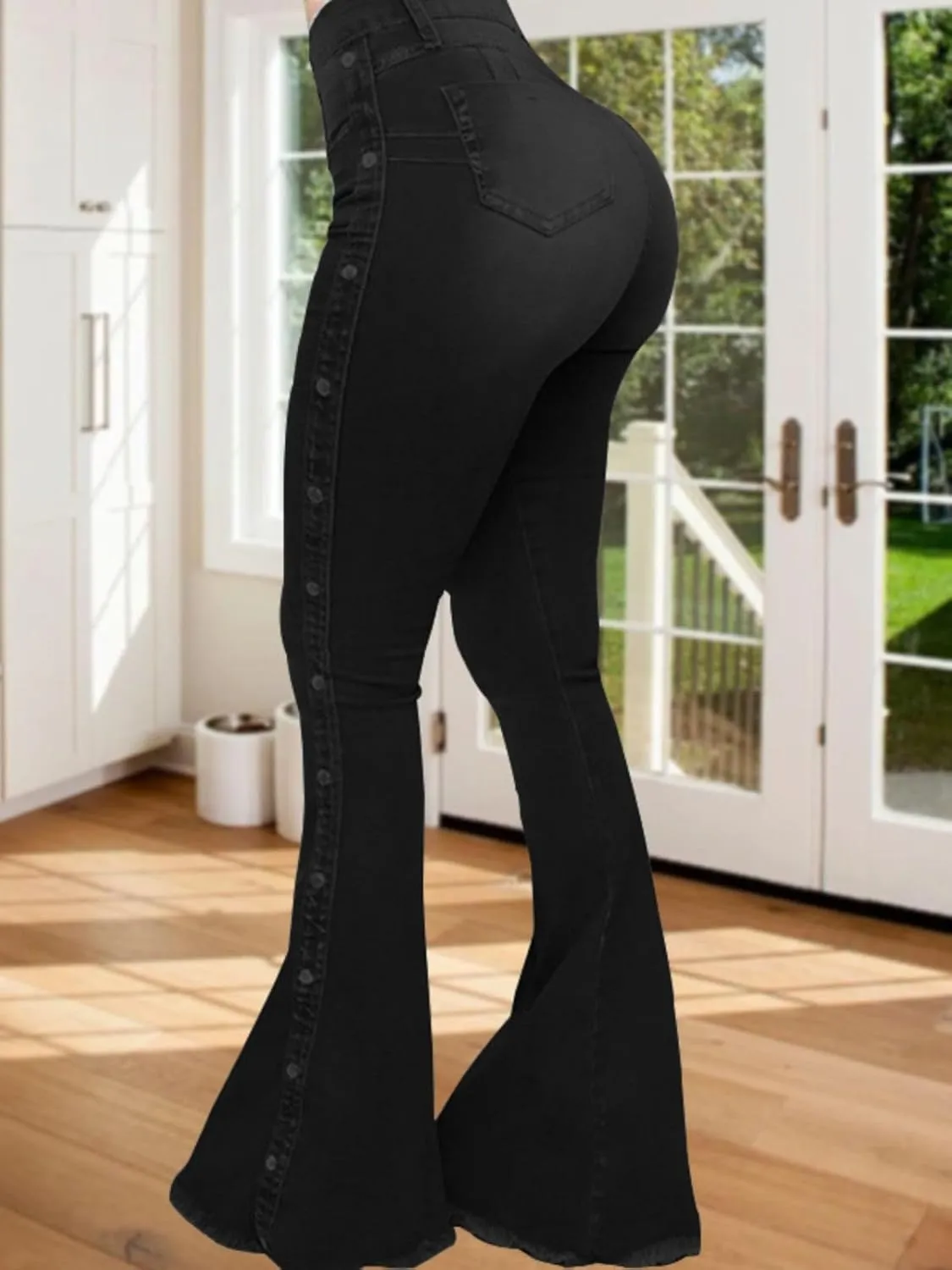 Bell Bottom Jeans for Women High Waisted Stretch Flared Jeans Flare Boyfriend Jeans Denim Flare Pants with Pockets