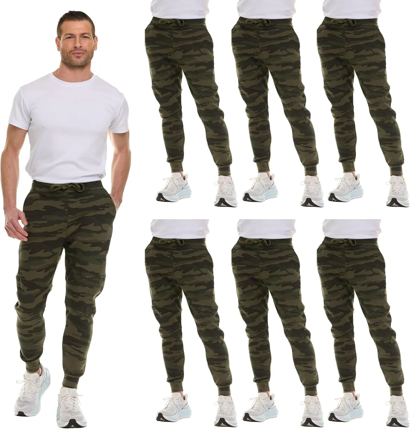 BILLIONHATS 6 Pack of Wholesale Mens Jogger Sweatpants, Homeless Shelter Donation Case, Comfy Bulk Joggers for Men