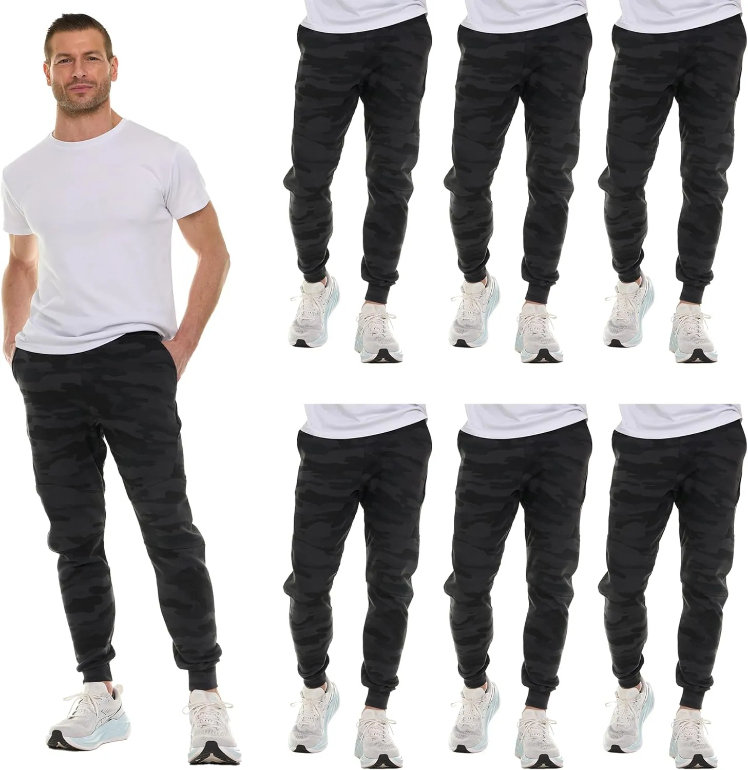 BILLIONHATS 6 Pack of Wholesale Mens Jogger Sweatpants, Homeless Shelter Donation Case, Comfy Bulk Joggers for Men