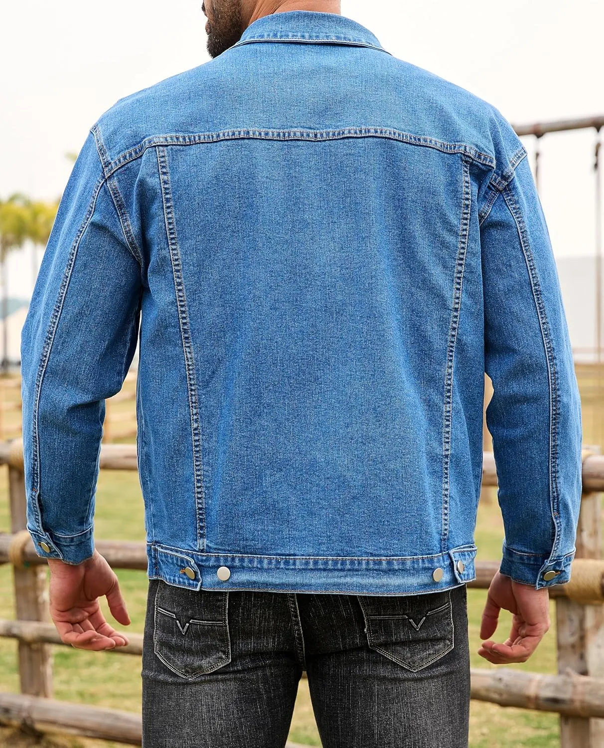 Bindefon Denim Jackets for Men Trucker Jean Jacket Unlined Coats Spring Fall Outfits