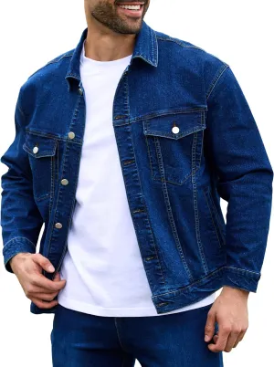 Bindefon Denim Jackets for Men Trucker Jean Jacket Unlined Coats Spring Fall Outfits