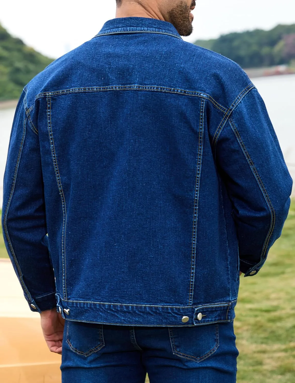 Bindefon Denim Jackets for Men Trucker Jean Jacket Unlined Coats Spring Fall Outfits