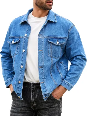 Bindefon Denim Jackets for Men Trucker Jean Jacket Unlined Coats Spring Fall Outfits