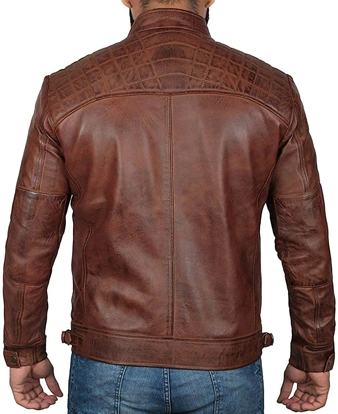 Blingsoul Leather Jacket Men - Quilted Cafe Racer Leather Jackets For Men