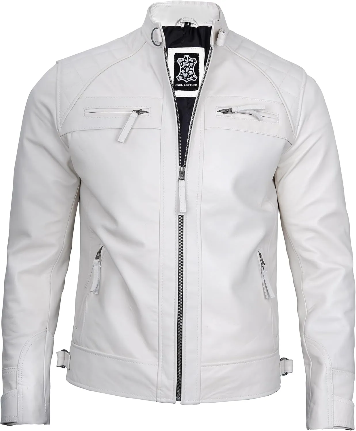 Blingsoul Leather Jacket Men - Quilted Cafe Racer Leather Jackets For Men
