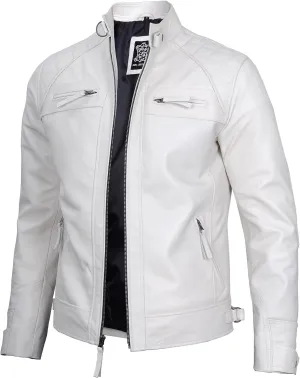 Blingsoul Leather Jacket Men - Quilted Cafe Racer Leather Jackets For Men