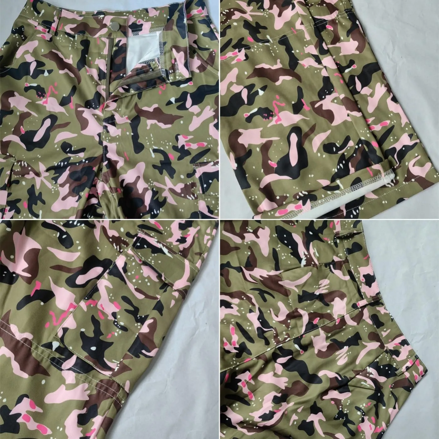 Camo Pants Women High Waist Baggy Wide Leg Camouflage Army Fatigue Jean Trousers Slim Fit Pockets Joggers Sweatpants