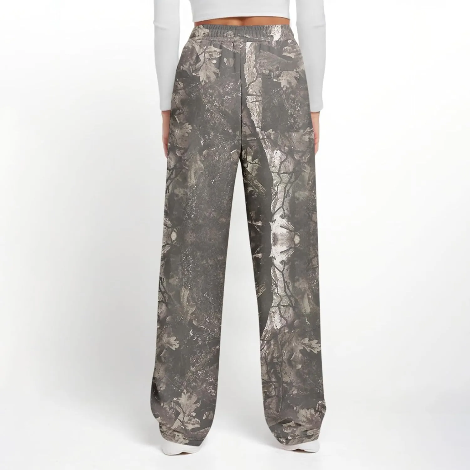 Camo Pants Womens Elastic Waisted Joggers Sweatpant Wide Leg Casual Baggy Sweatpants Camouflage Pant for Women