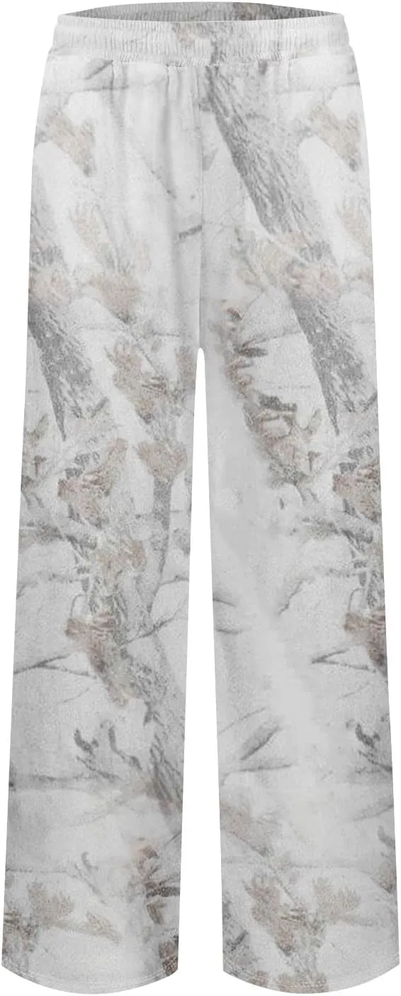 Camo Pants Womens Elastic Waisted Joggers Sweatpant Wide Leg Casual Baggy Sweatpants Camouflage Pant for Women