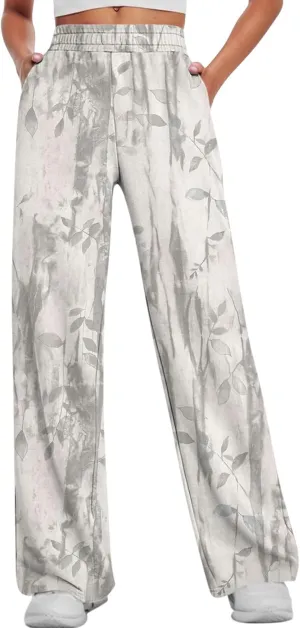 Camo Pants Womens Elastic Waisted Joggers Sweatpant Wide Leg Casual Baggy Sweatpants Camouflage Pant for Women