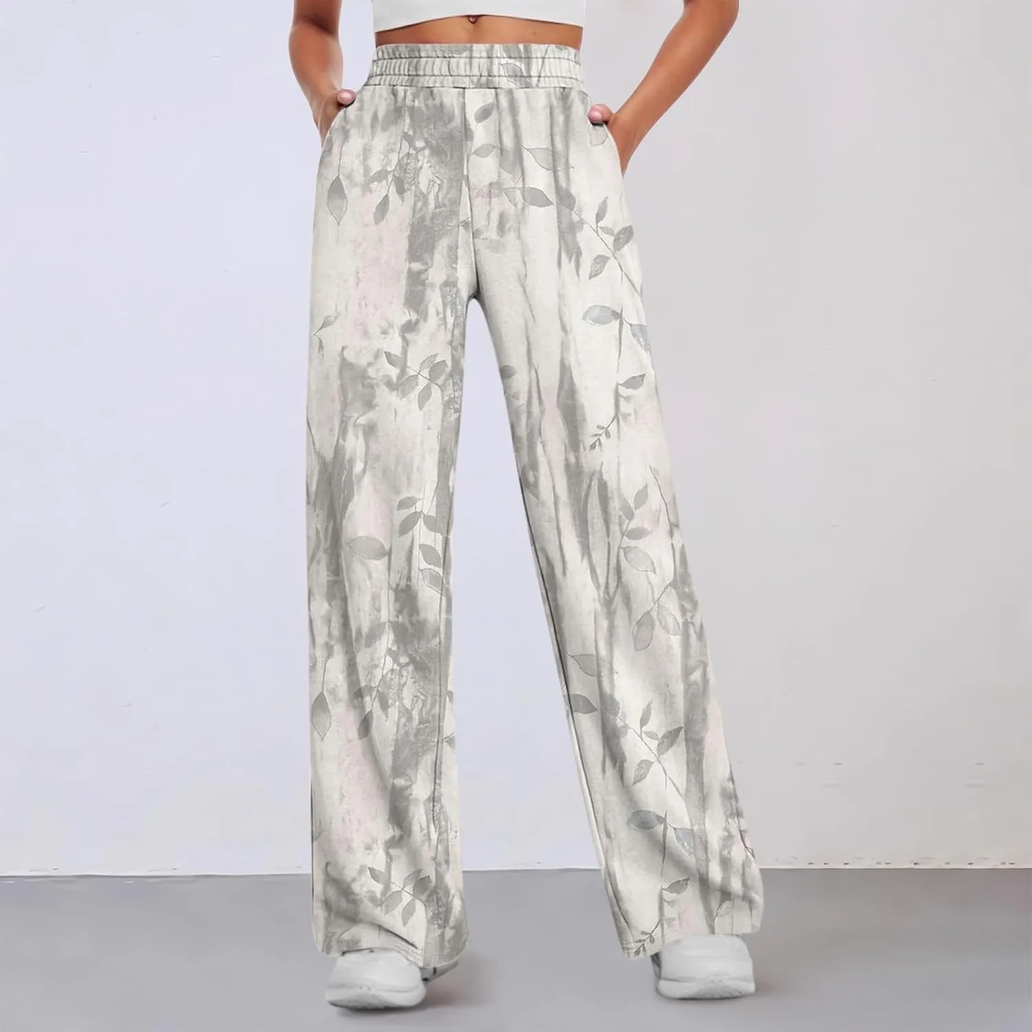 Camo Pants Womens Elastic Waisted Joggers Sweatpant Wide Leg Casual Baggy Sweatpants Camouflage Pant for Women
