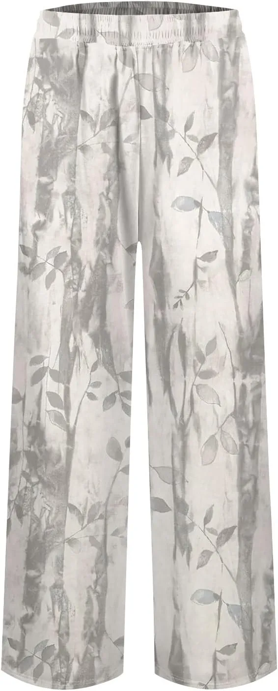Camo Pants Womens Elastic Waisted Joggers Sweatpant Wide Leg Casual Baggy Sweatpants Camouflage Pant for Women