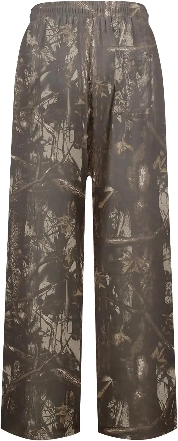 Camo Pants Womens Elastic Waisted Joggers Sweatpant Wide Leg Casual Baggy Sweatpants Camouflage Pant for Women