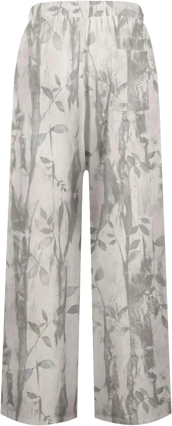 Camo Pants Womens Elastic Waisted Joggers Sweatpant Wide Leg Casual Baggy Sweatpants Camouflage Pant for Women