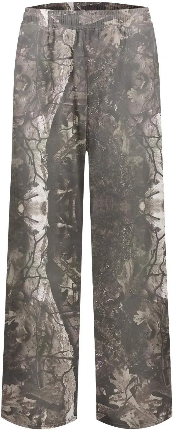 Camo Pants Womens Elastic Waisted Joggers Sweatpant Wide Leg Casual Baggy Sweatpants Camouflage Pant for Women