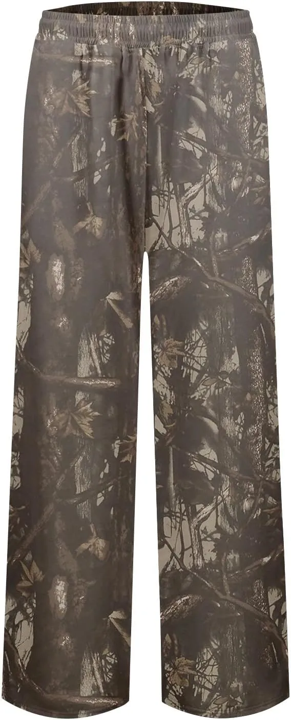 Camo Pants Womens Elastic Waisted Joggers Sweatpant Wide Leg Casual Baggy Sweatpants Camouflage Pant for Women