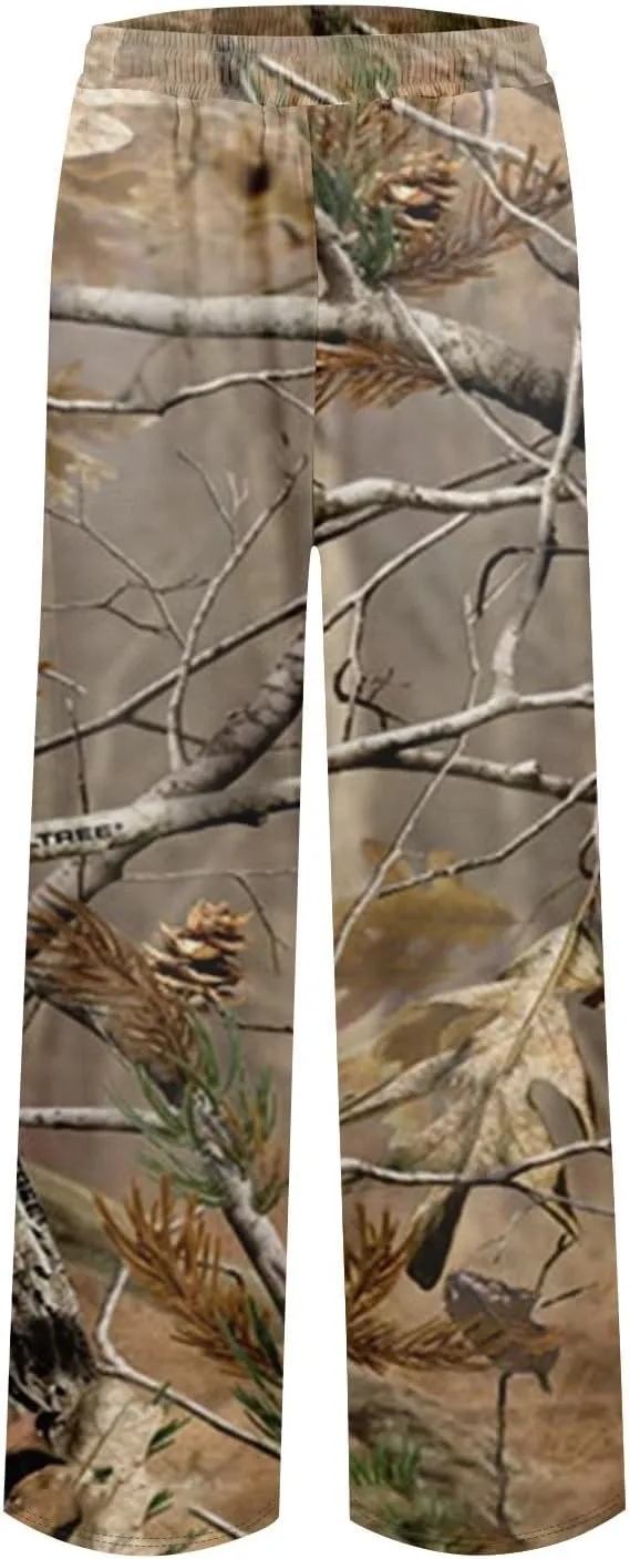 Camo Pants Womens Elastic Waisted Joggers Sweatpant Wide Leg Casual Baggy Sweatpants Camouflage Pant for Women