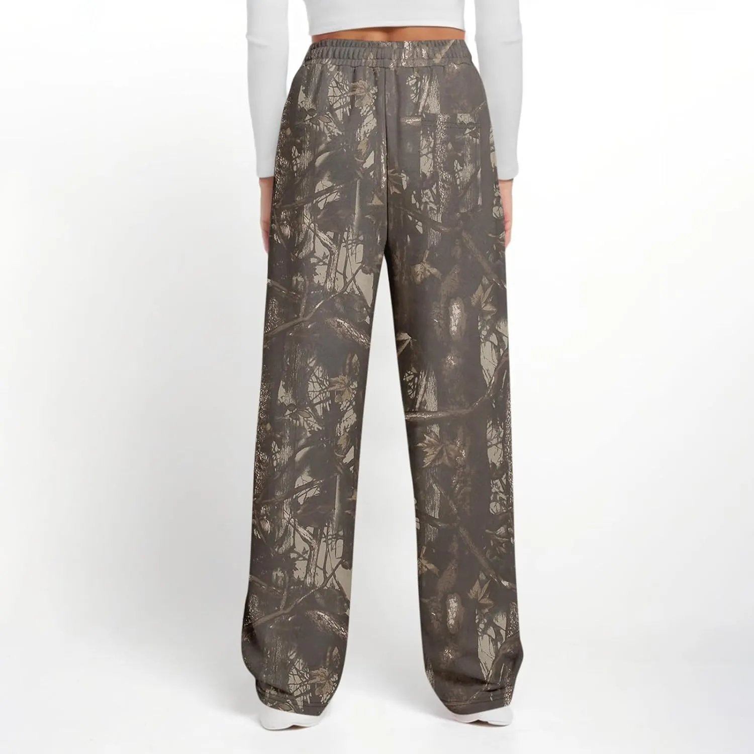 Camo Pants Womens Elastic Waisted Joggers Sweatpant Wide Leg Casual Baggy Sweatpants Camouflage Pant for Women