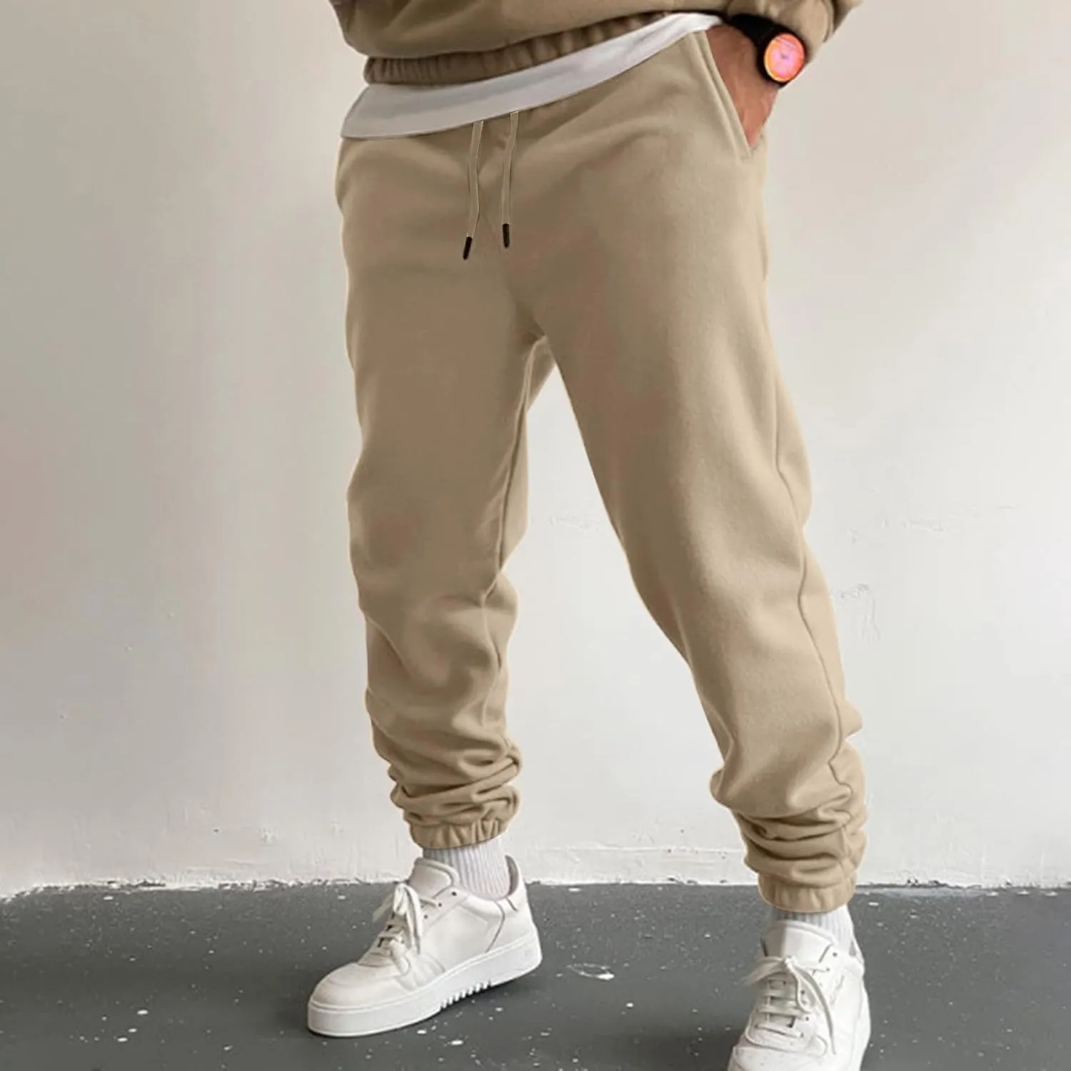Cargo Pants for Men Relaxed Fit Army Cargo Pants Sports Mens Premium Slim Fleece Pants Zipper Pockets Athletic Jogger