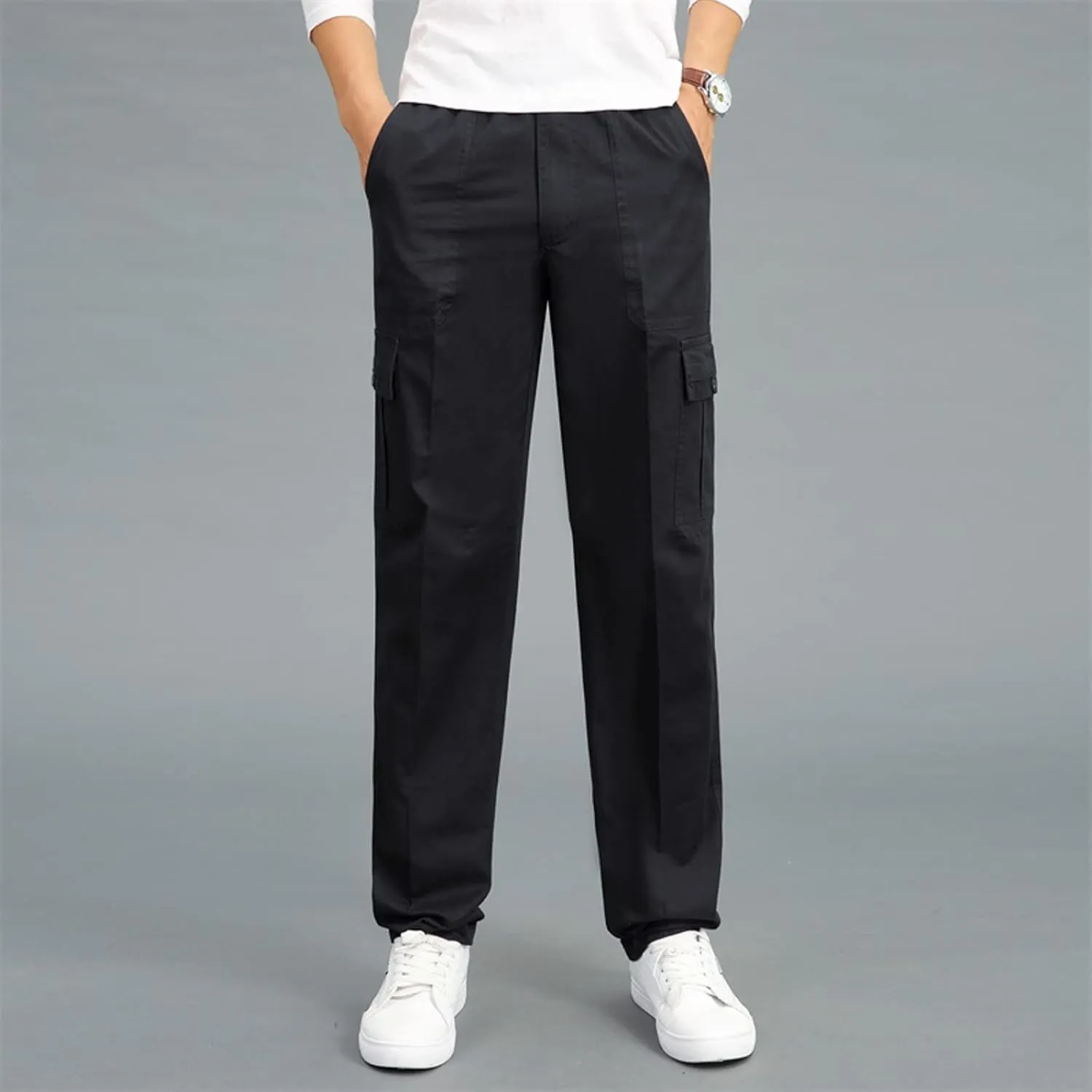Cargo Pants for Men Relaxed Fit Open Bottom Workout Joggers Pants for Sports Jogging Training Gym Running Mens Autumn