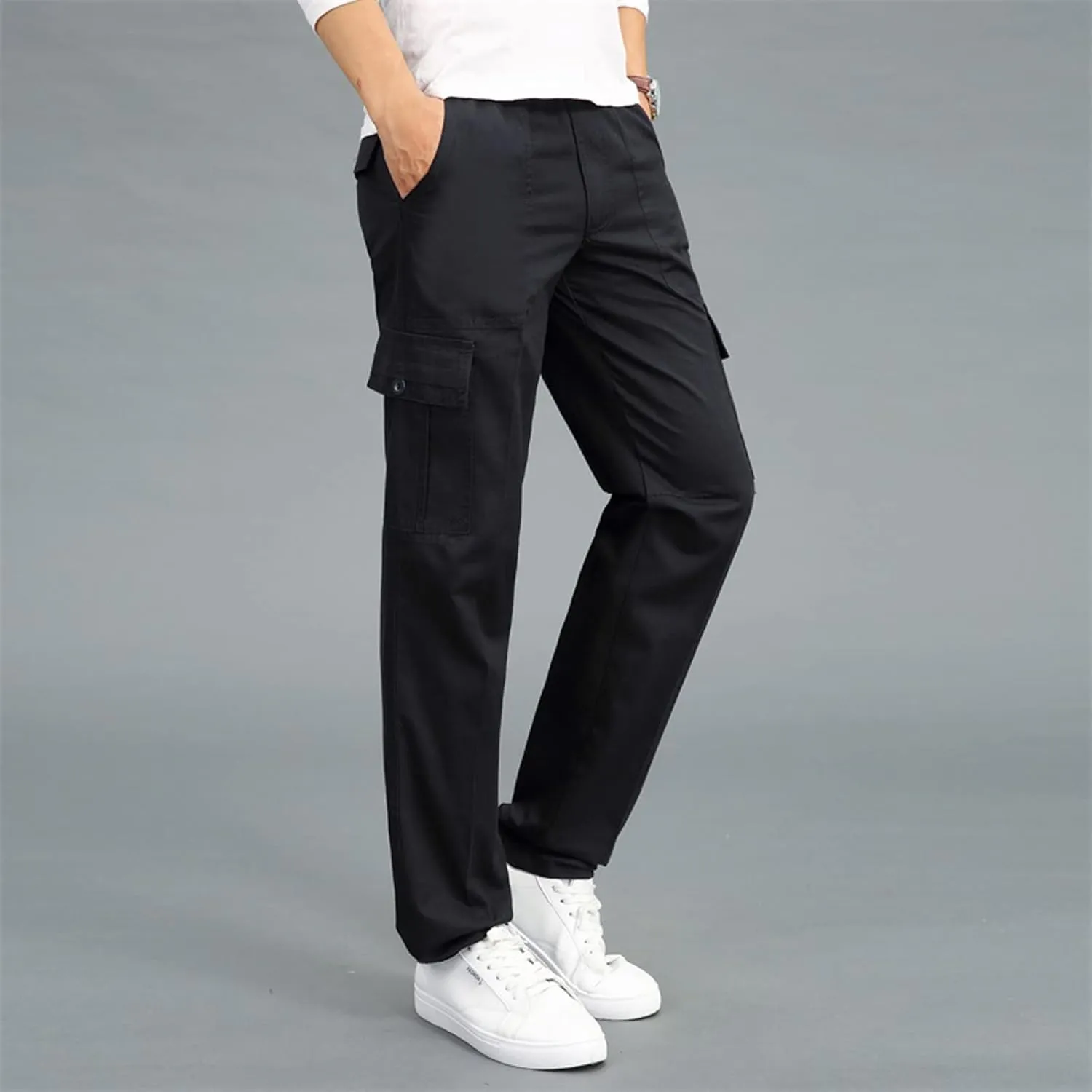Cargo Pants for Men Relaxed Fit Open Bottom Workout Joggers Pants for Sports Jogging Training Gym Running Mens Autumn