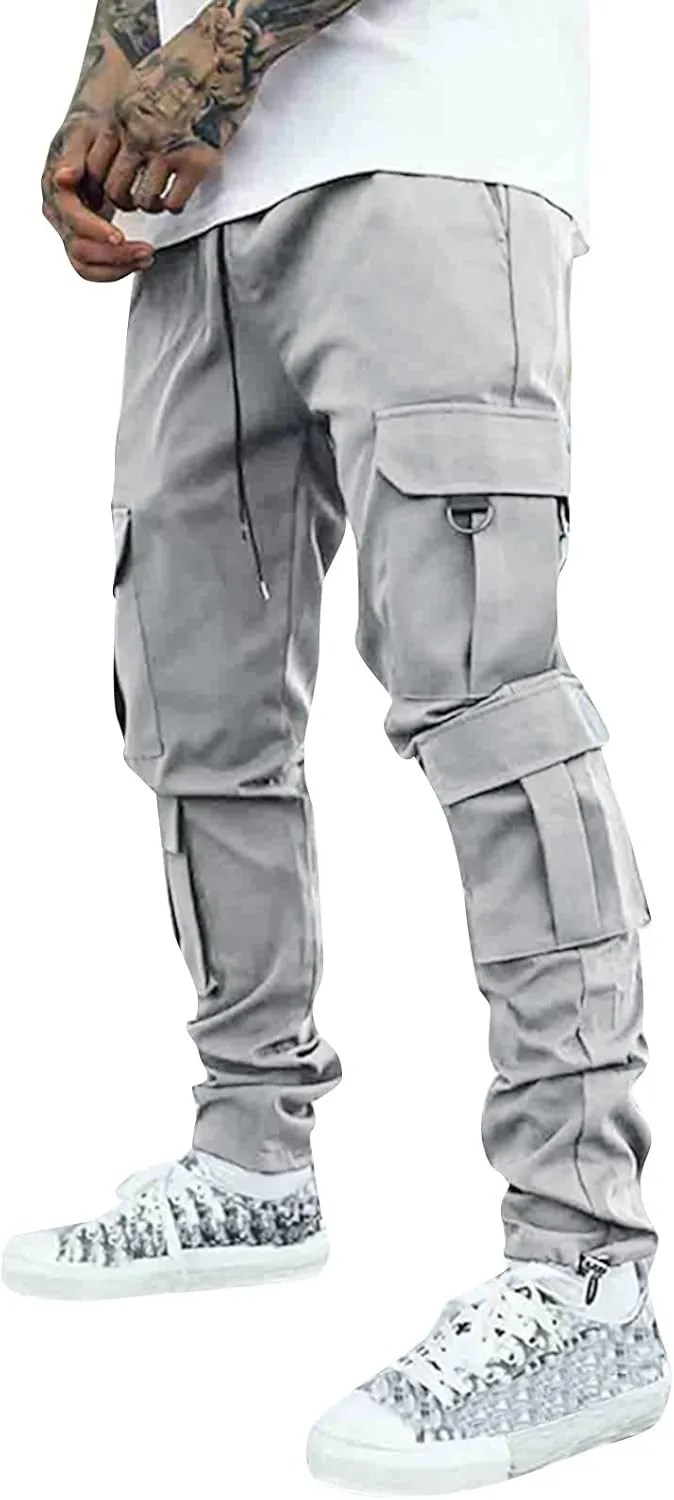 Cargo Pants for Men Relaxed Fit with Zipper Pockets Men's Cargo Fleece Jogger Sweatpant Mens Cargo Work Pants Relaxed