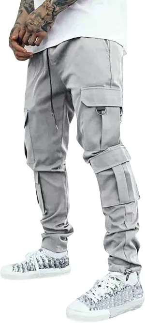 Cargo Pants for Men Relaxed Fit with Zipper Pockets Men's Cargo Fleece Jogger Sweatpant Mens Cargo Work Pants Relaxed