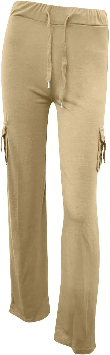 Cargo Pants Women High Waist Baggy Pants with Pockets Y2K Straight Wide Leg Trousers Elastic Slacks Streetwear