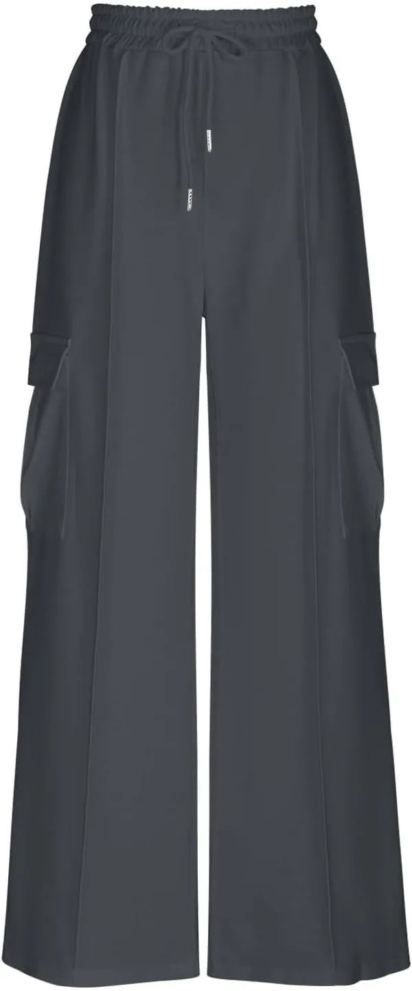 Cargo Sweatpants for Women Baggy Athletic Fleece Lined Joggers with Pockets Workout Wide Leg High Waisted Trousers